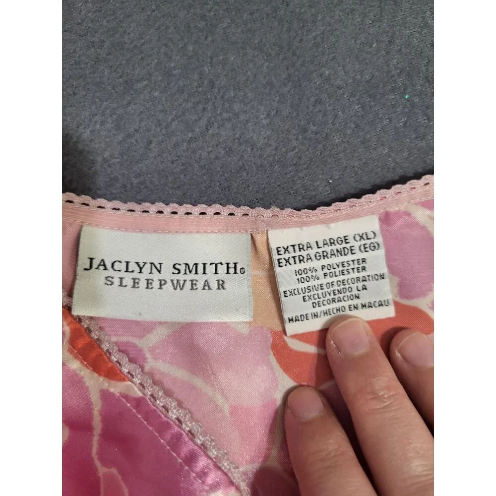 Vintage Jaclyn Smith Nightgown Slip Chemise XL Floral Pink Valentines Feminine - Picture 6 of 8